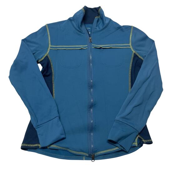 Title Nine Sweater Women's Medium Blue Full Zip Fleece Lined Athletic - Picture 1 of 7